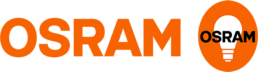 Orange branding banner with the OSRAM wordmark and a light bulb icon on the right side.